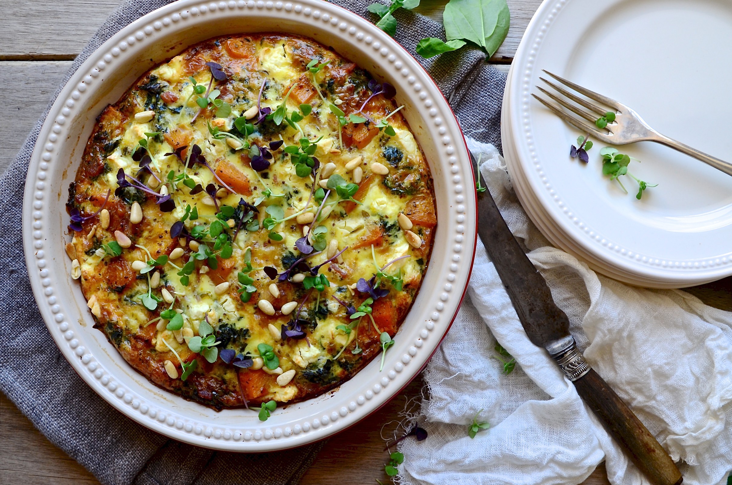 Roast butternut Crustless quiche