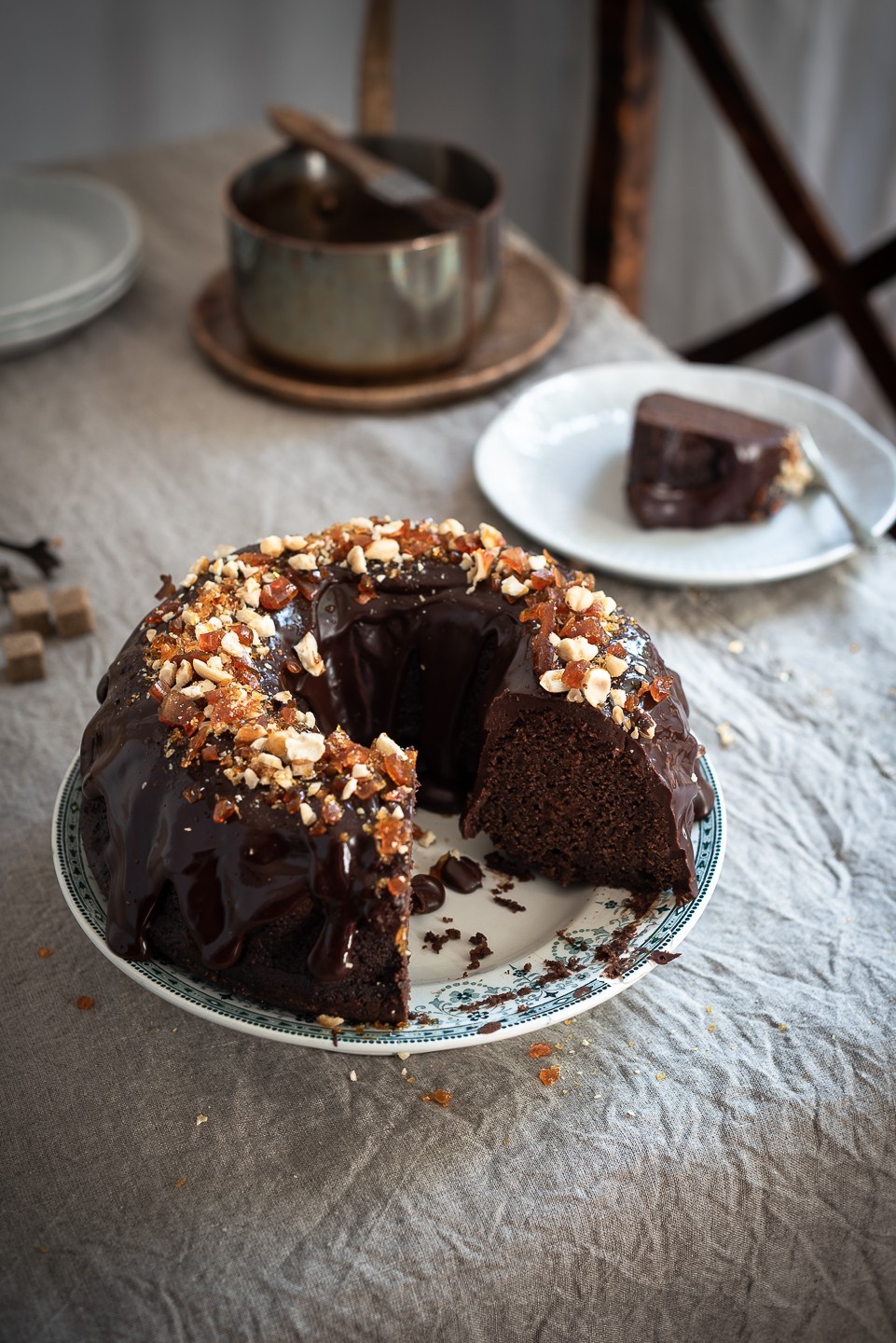 Red wine and olive oil chocolate cake