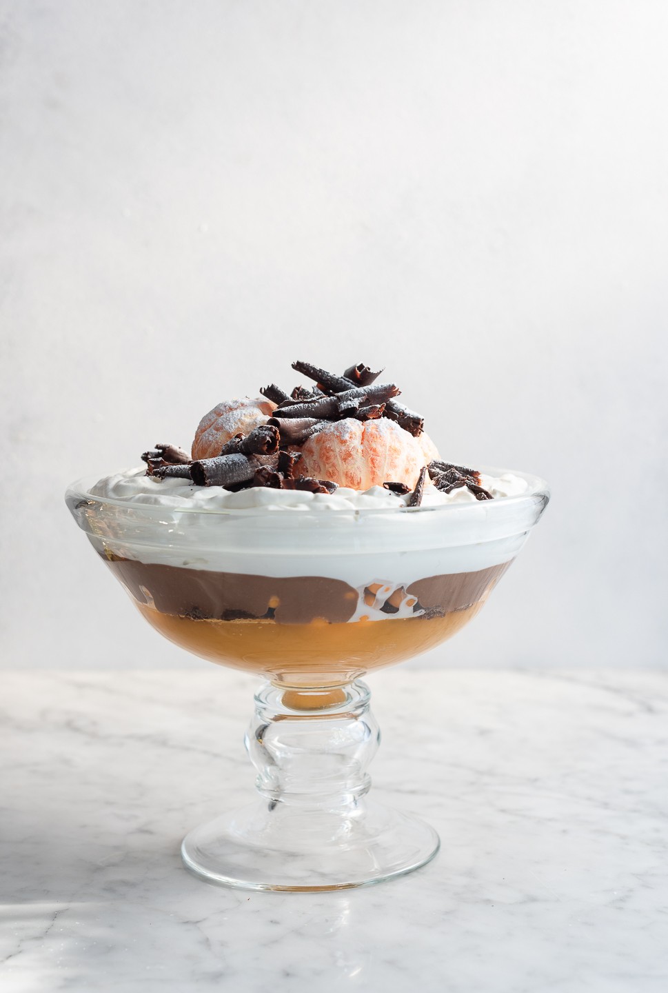 Mandarin and chocolate trifle