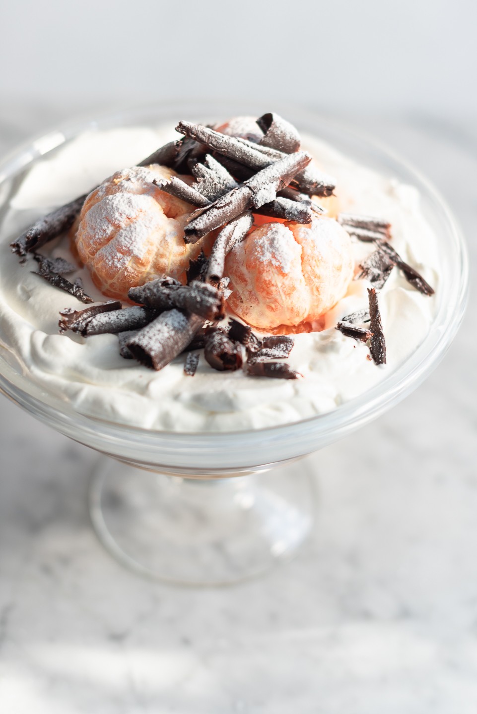 Mandarin and chocolate trifle