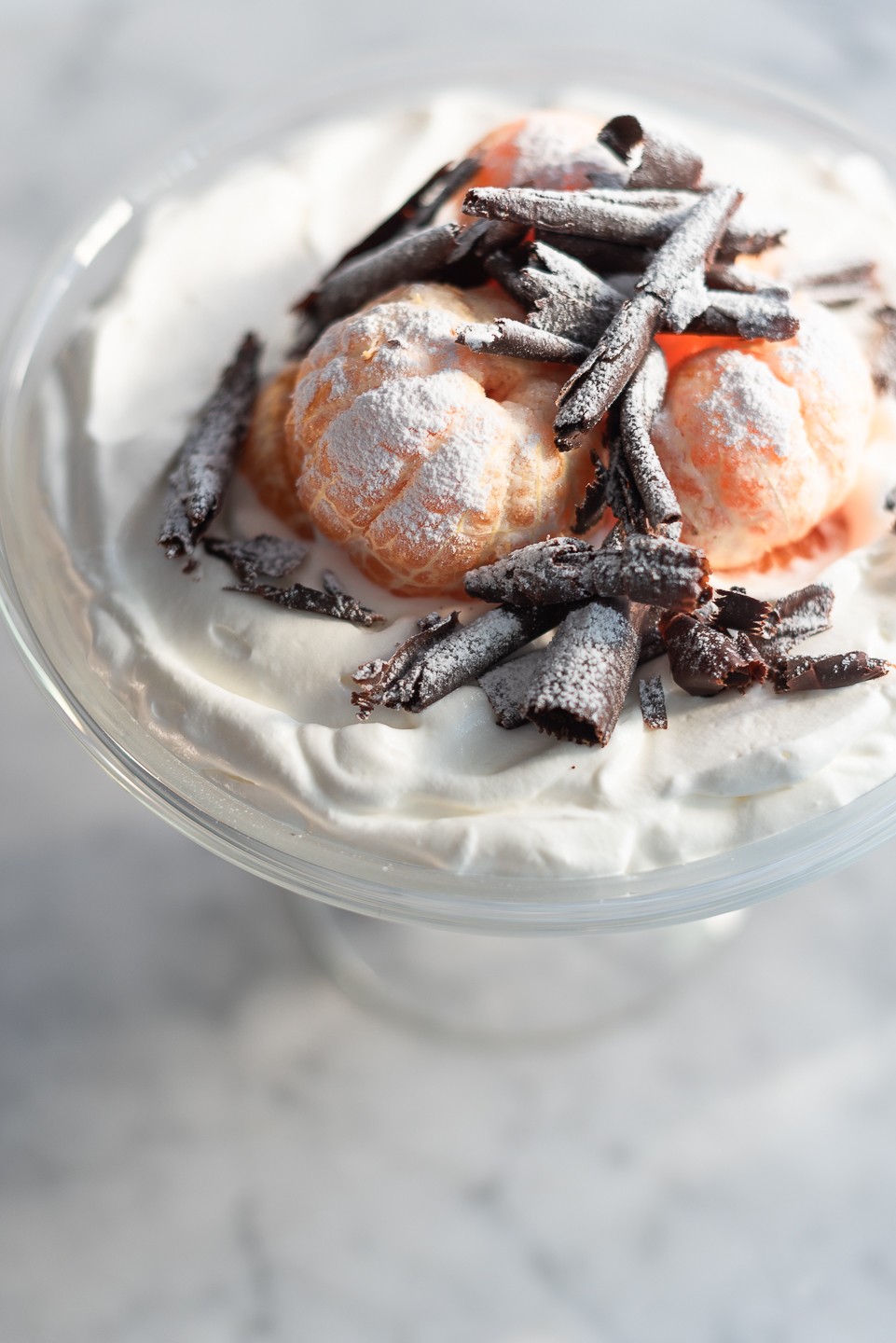 Mandarin and chocolate trifle