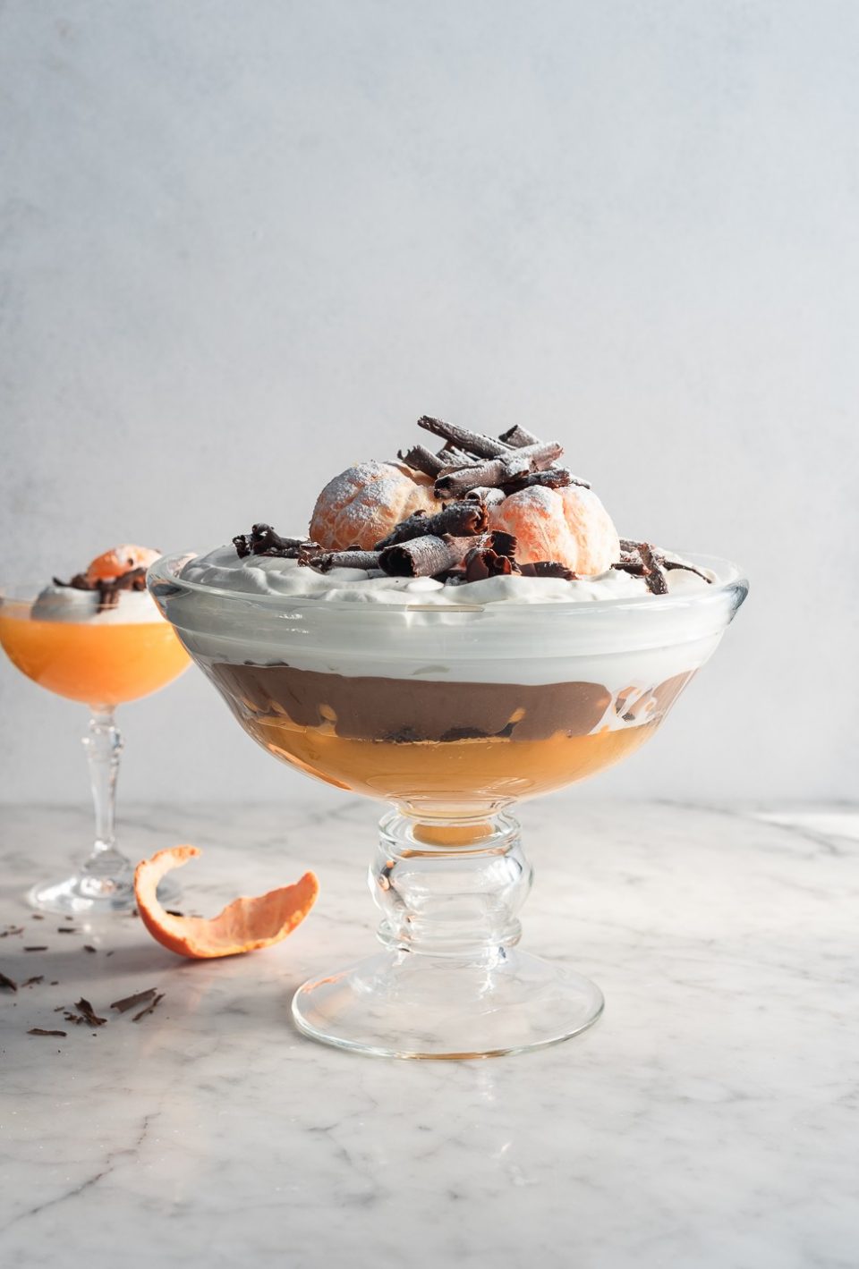 Mandarin and chocolate trifle