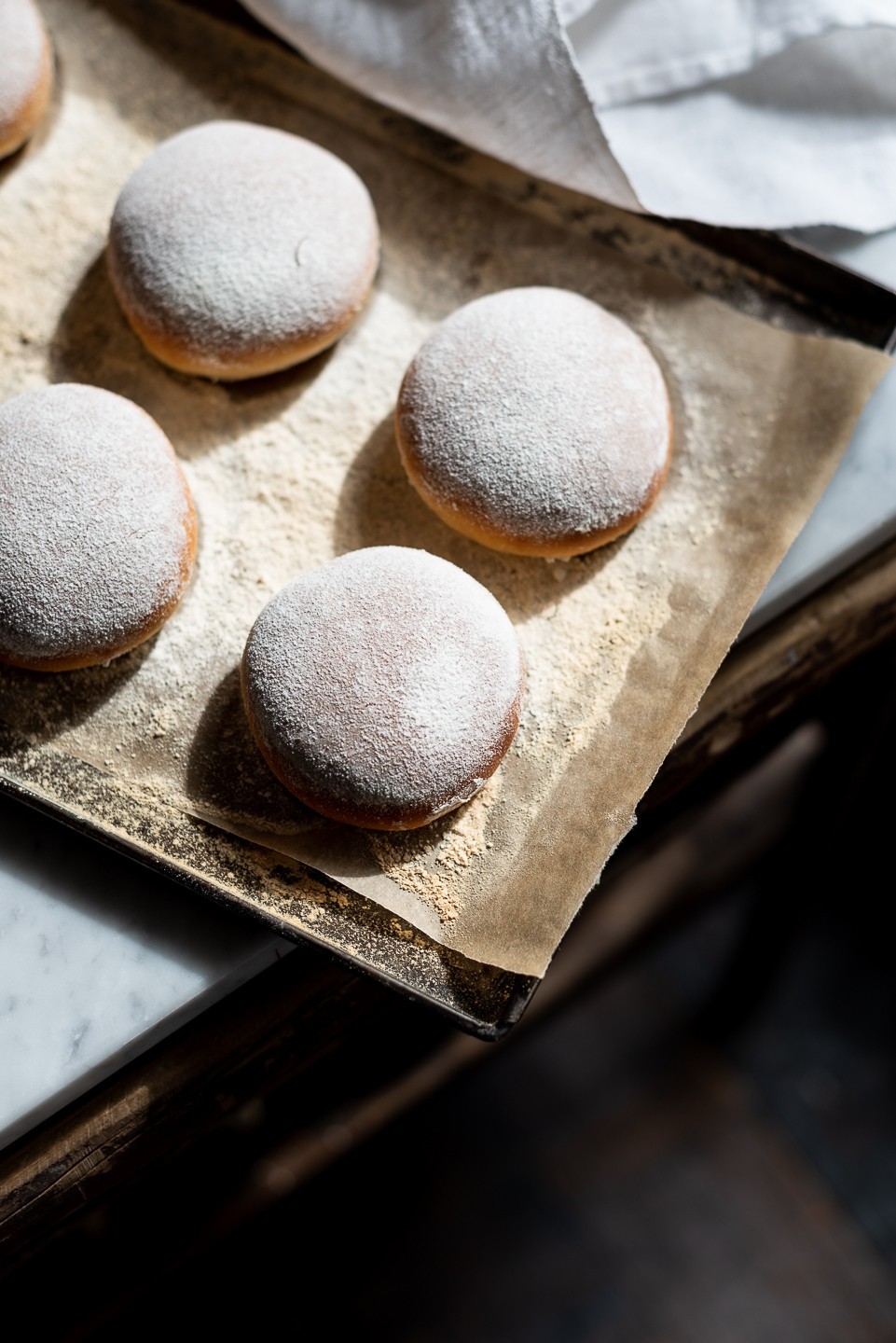 Floured milk bread buns