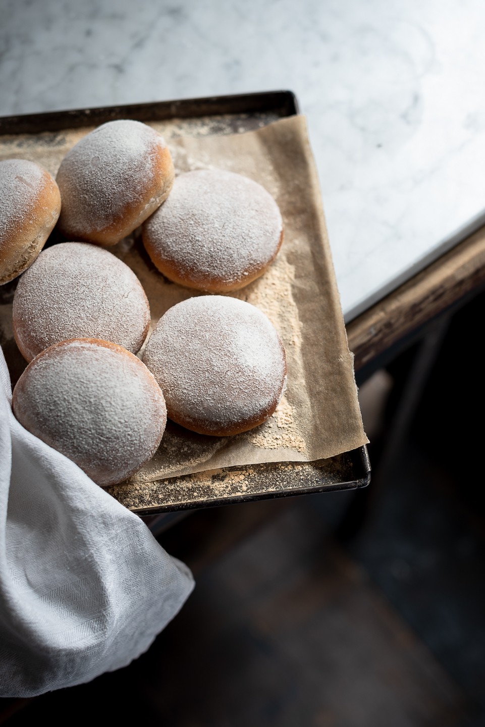 Floured milk bread buns