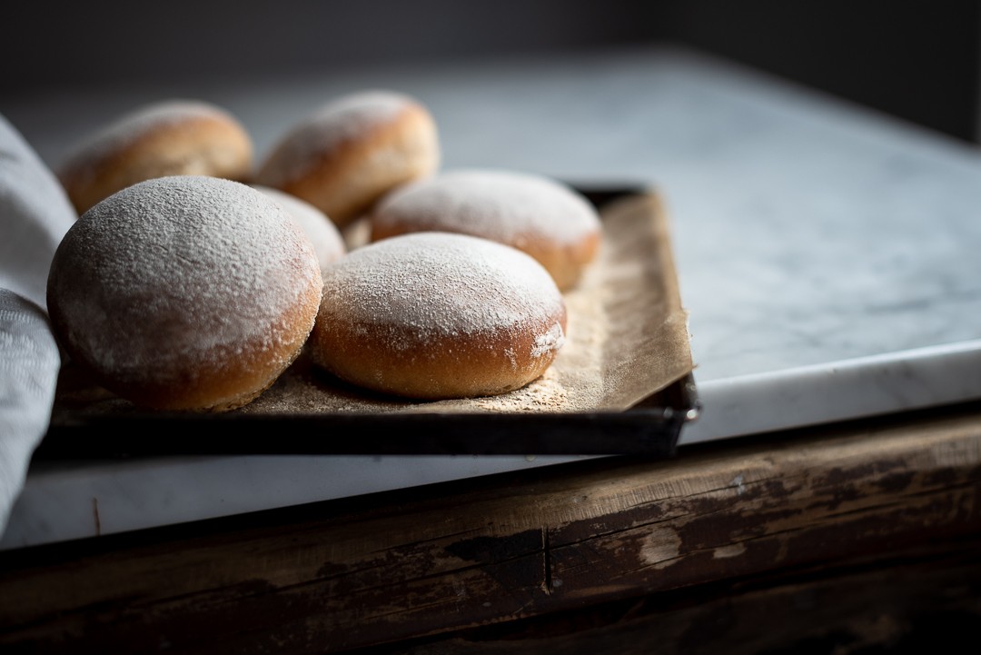 Floured milk bread buns