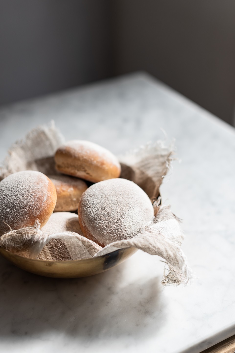 Floured milk bread buns