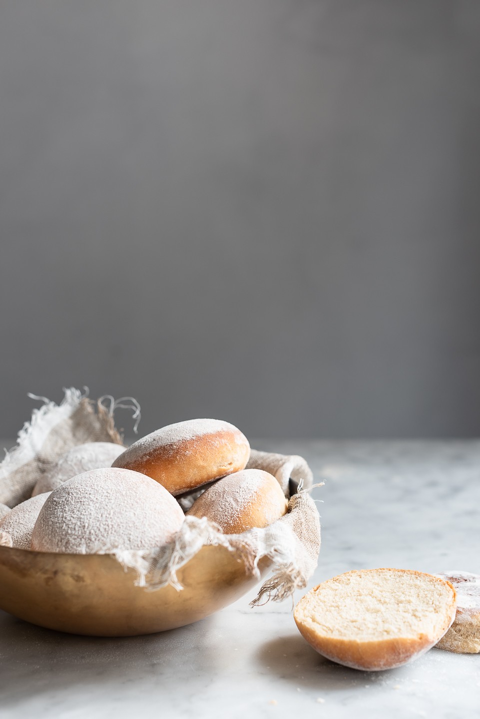 Floured milk bread buns