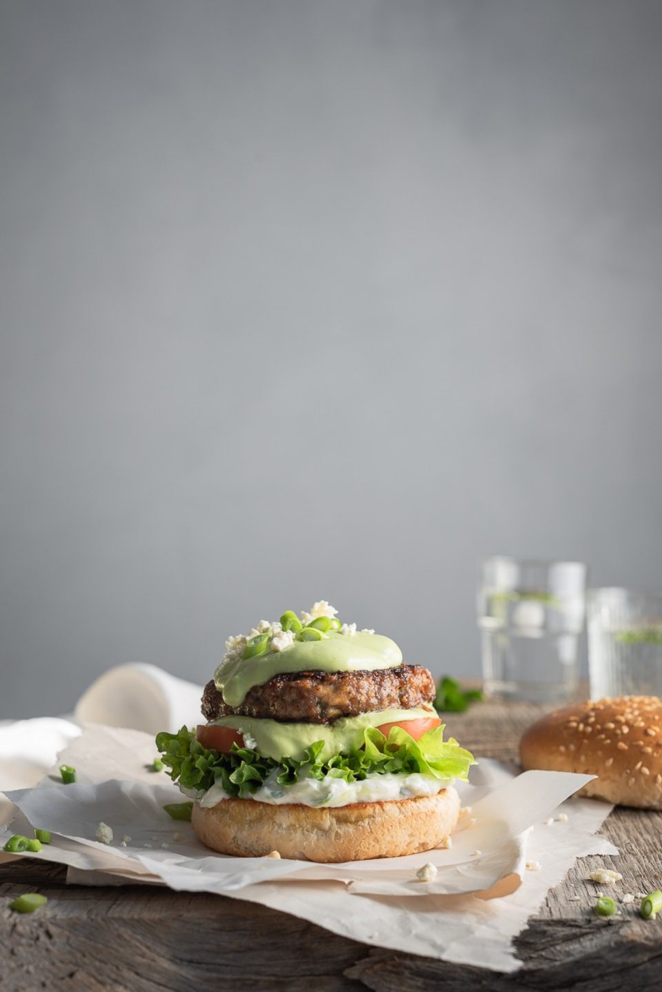 Greek-style beef burgers with mint tzatziki