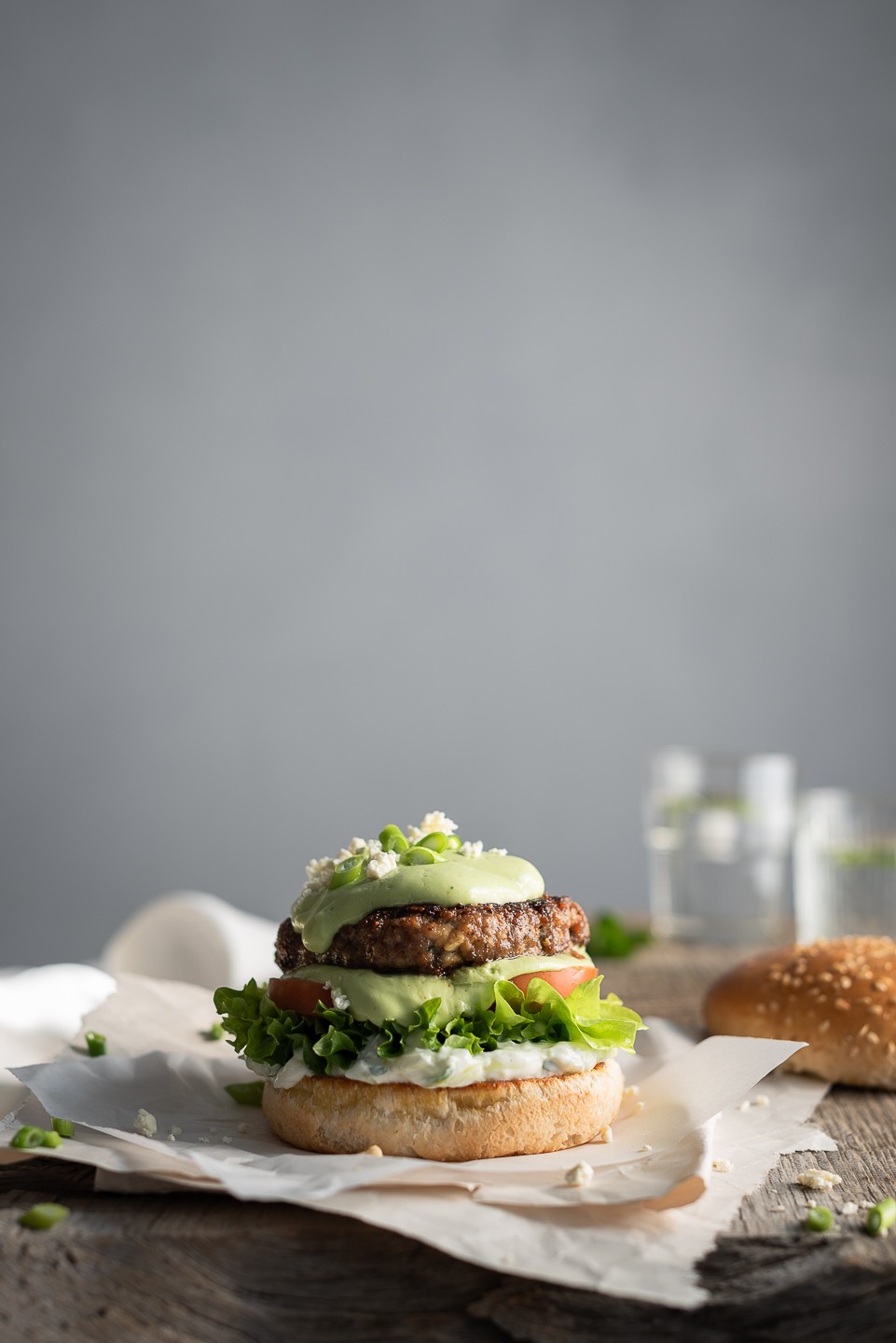 Greek-style beef burgers with mint tzatziki