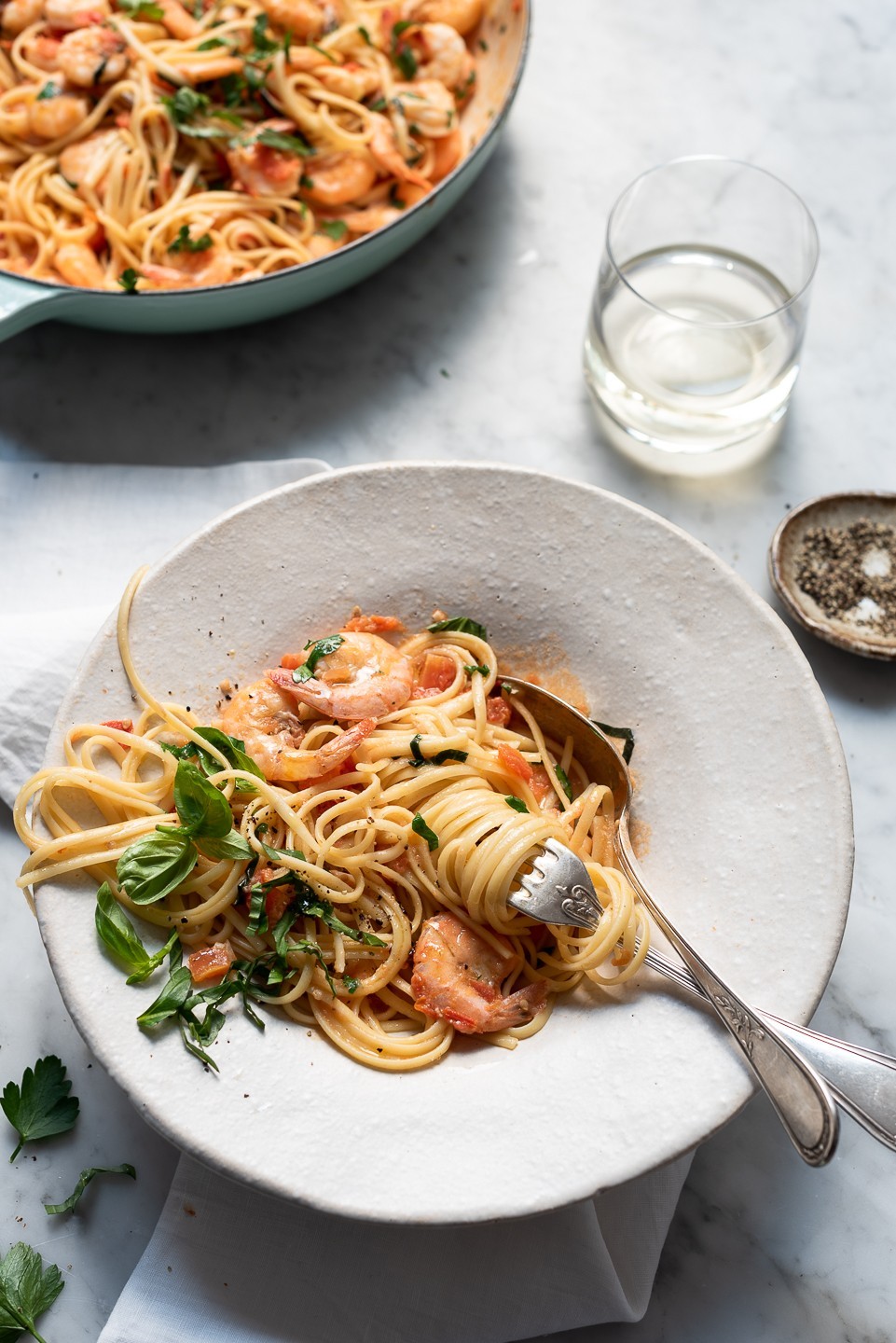 Linguini with Shrimp and fresh Tomato Sauce