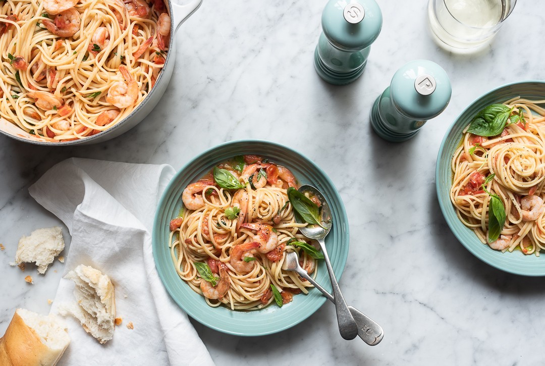 Linguini with Shrimp and fresh Tomato Sauce