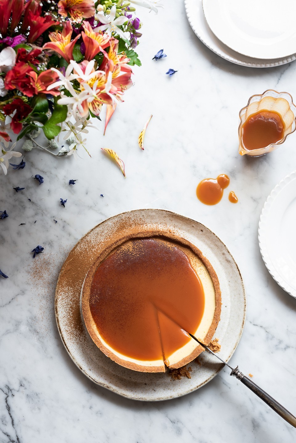 Milk tart cheesecake with Rum caramel