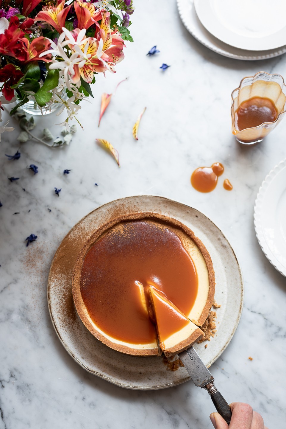 Milk tart cheesecake with Rum caramel