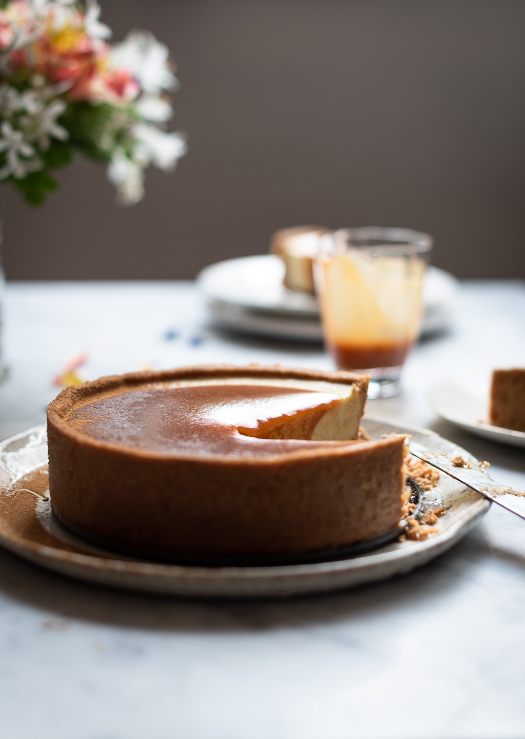 Milk tart cheesecake with Rum caramel