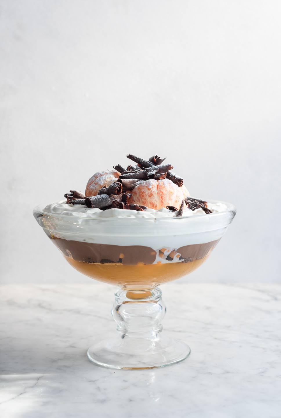 Mandarin and chocolate trifle