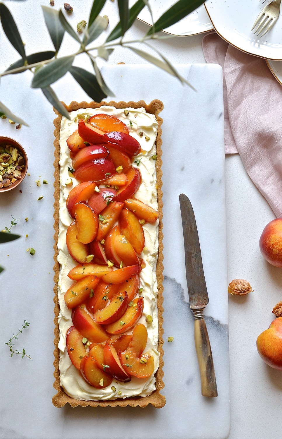 Nectarine tart with thyme and honey butter