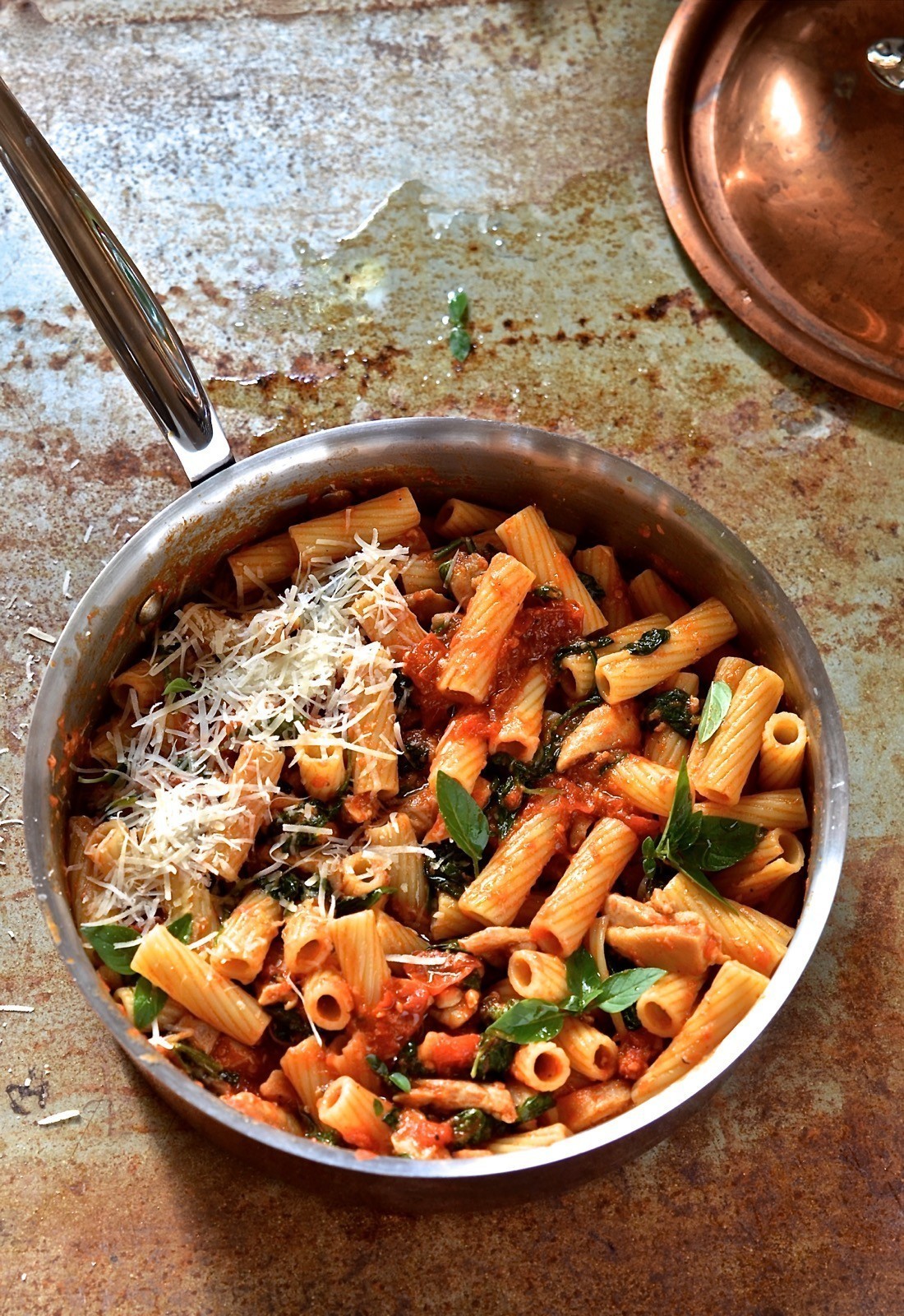 20 Minute Chicken and spinach pasta