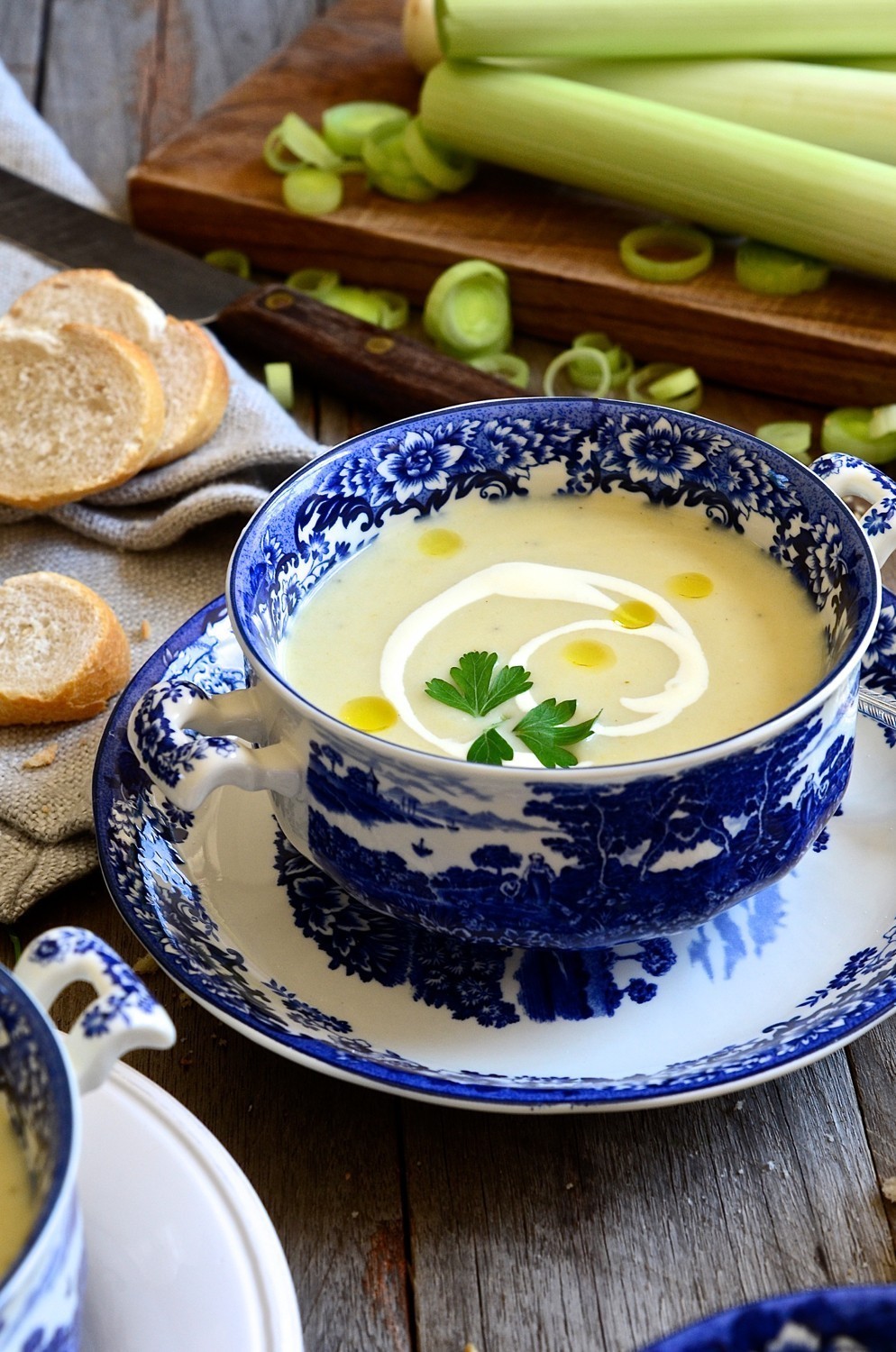 Pear, brie and leek soup