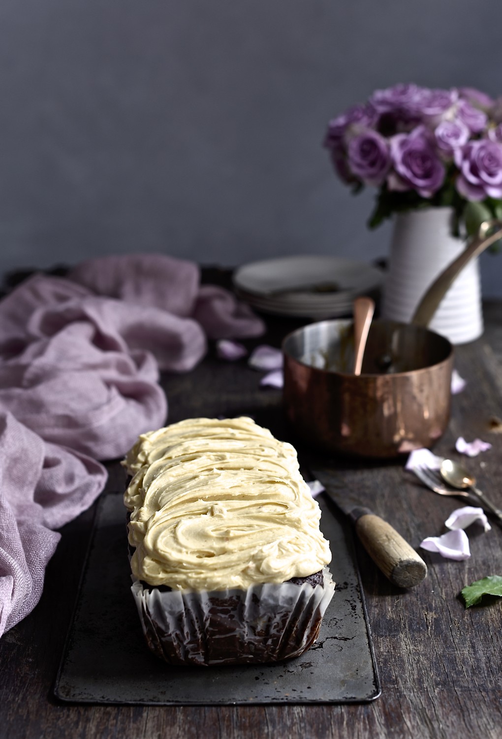 Frosted peanut butter banana bread