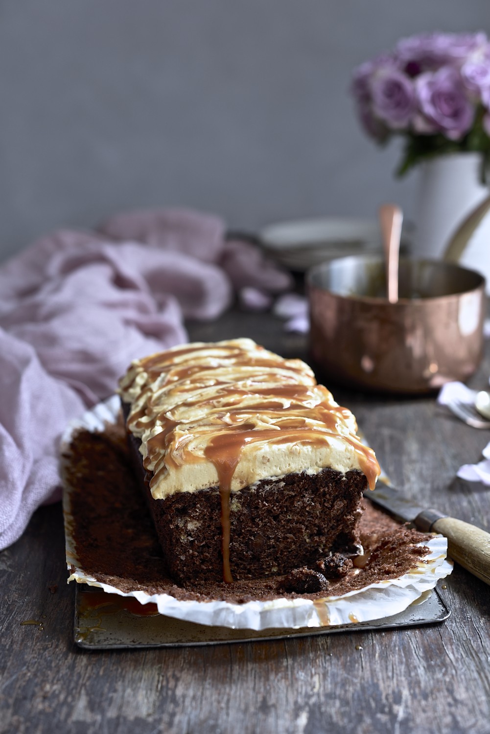 Frosted peanut butter banana bread