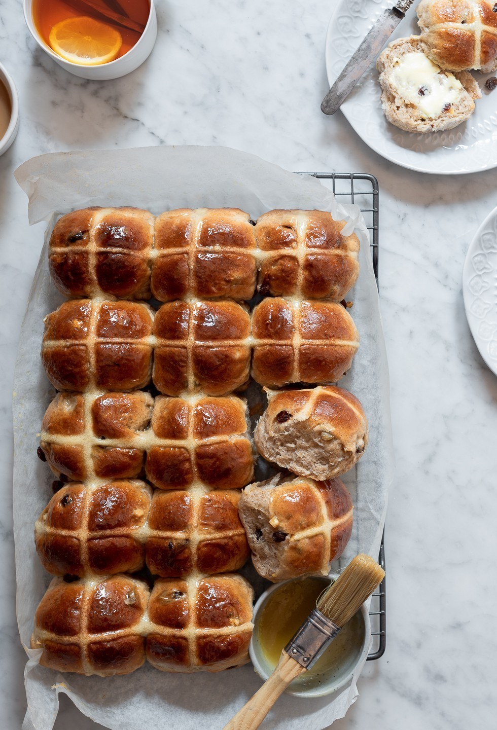 Honey butter hot cross buns