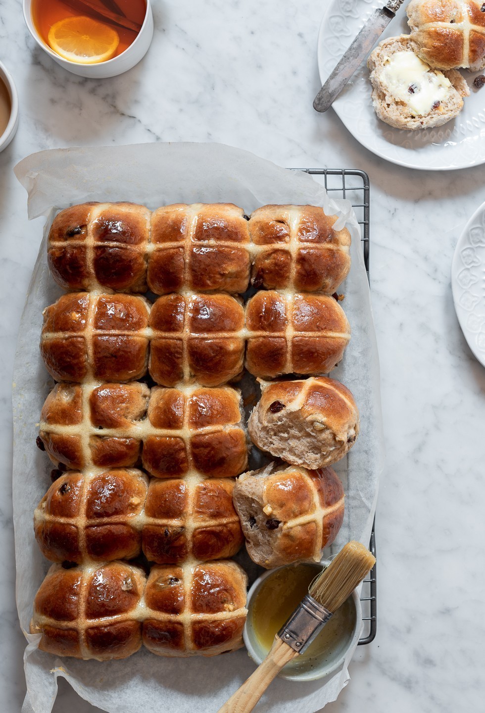 Honey butter hot cross buns