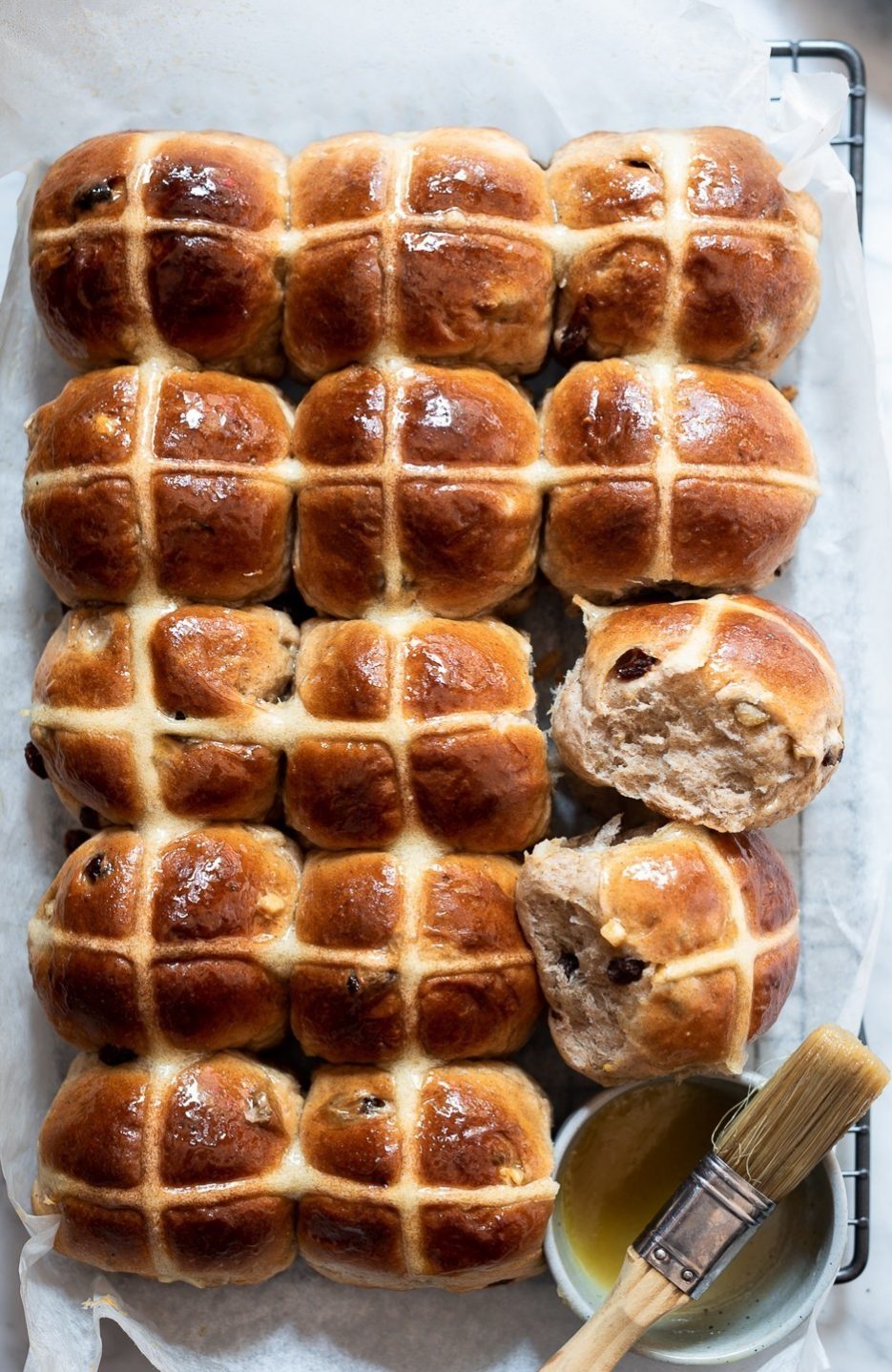 Honey butter hot cross buns