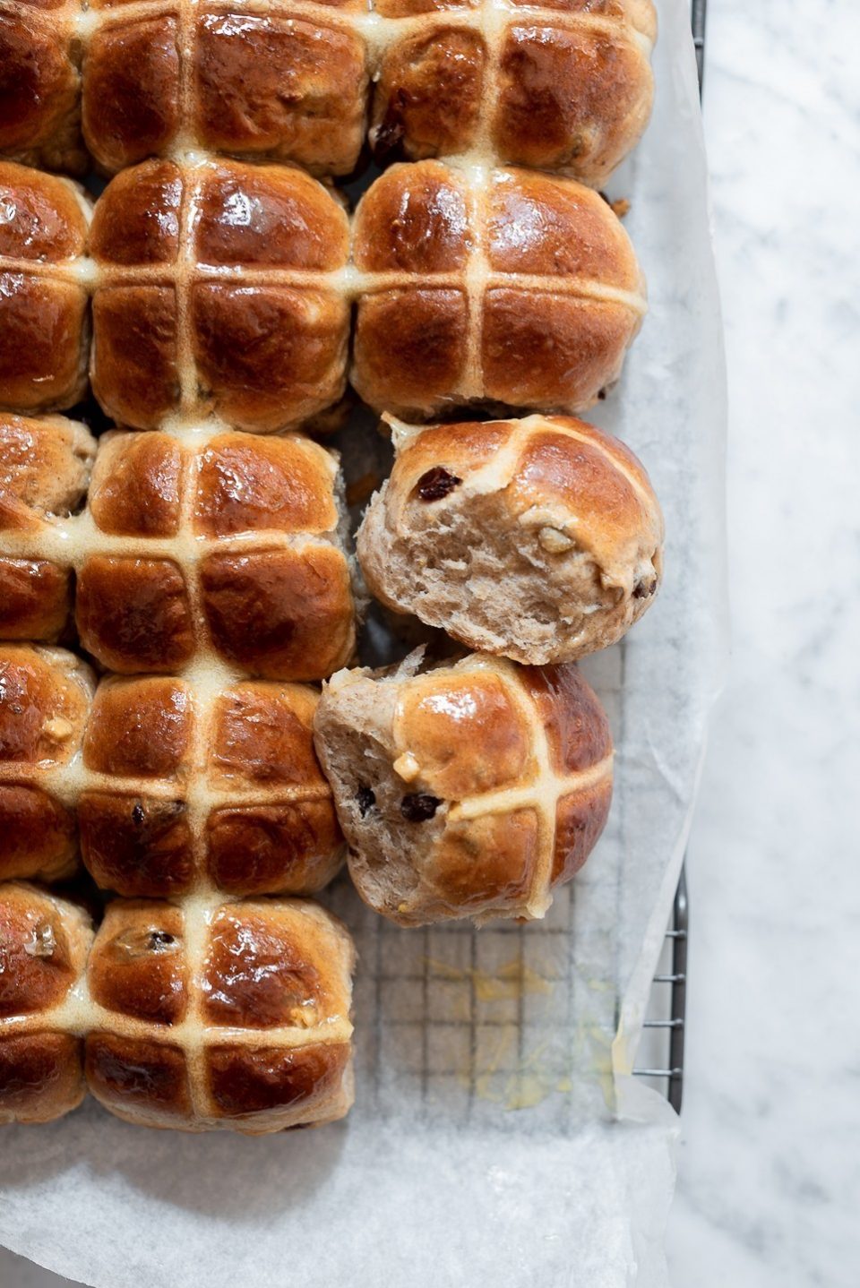 Honey butter hot cross buns