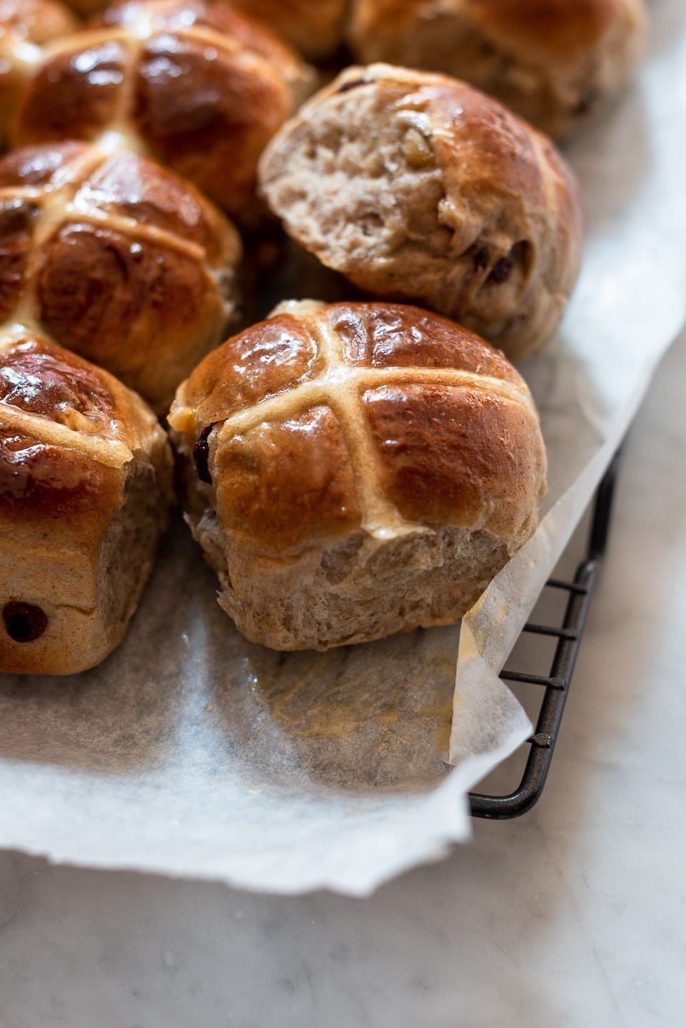 Honey butter hot cross buns