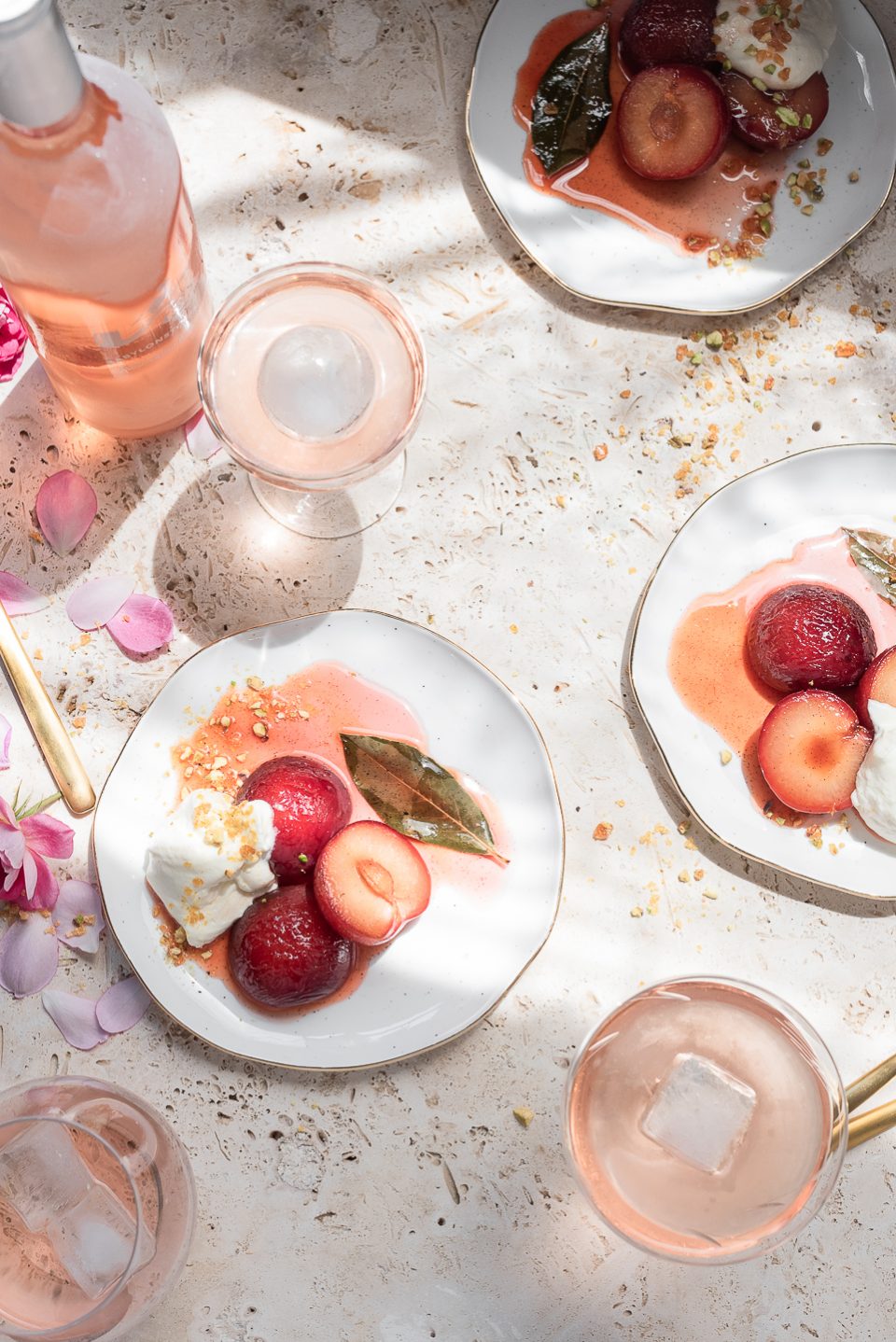Roasted Plums with Rosé Syllabub