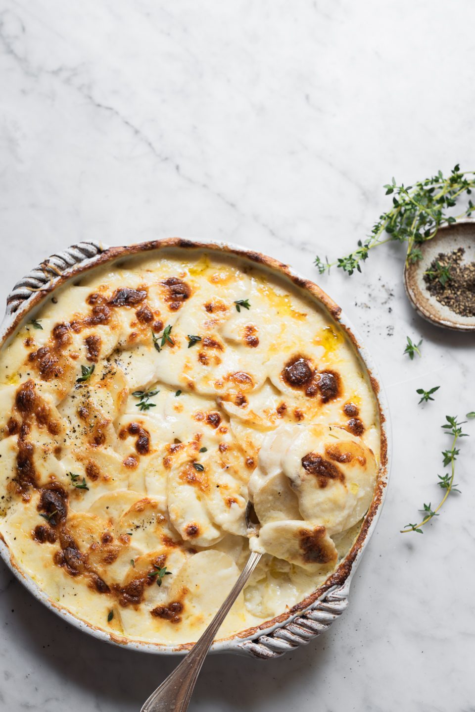Garlic cream scalloped potatoes