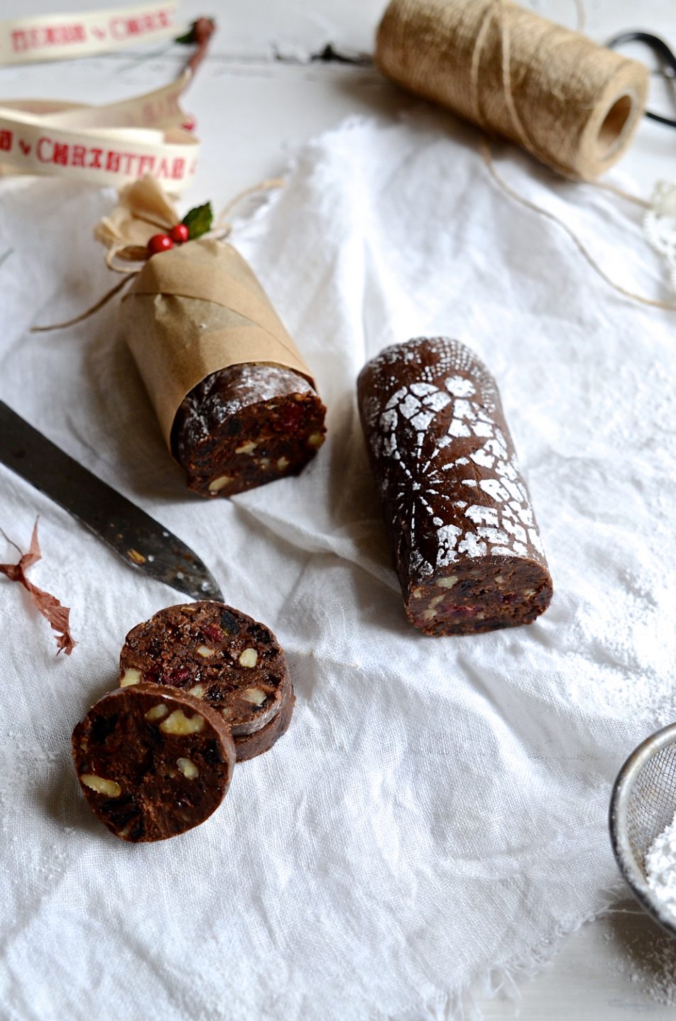 Rum and raisin chocolate salami Bibbyskitchen recipes