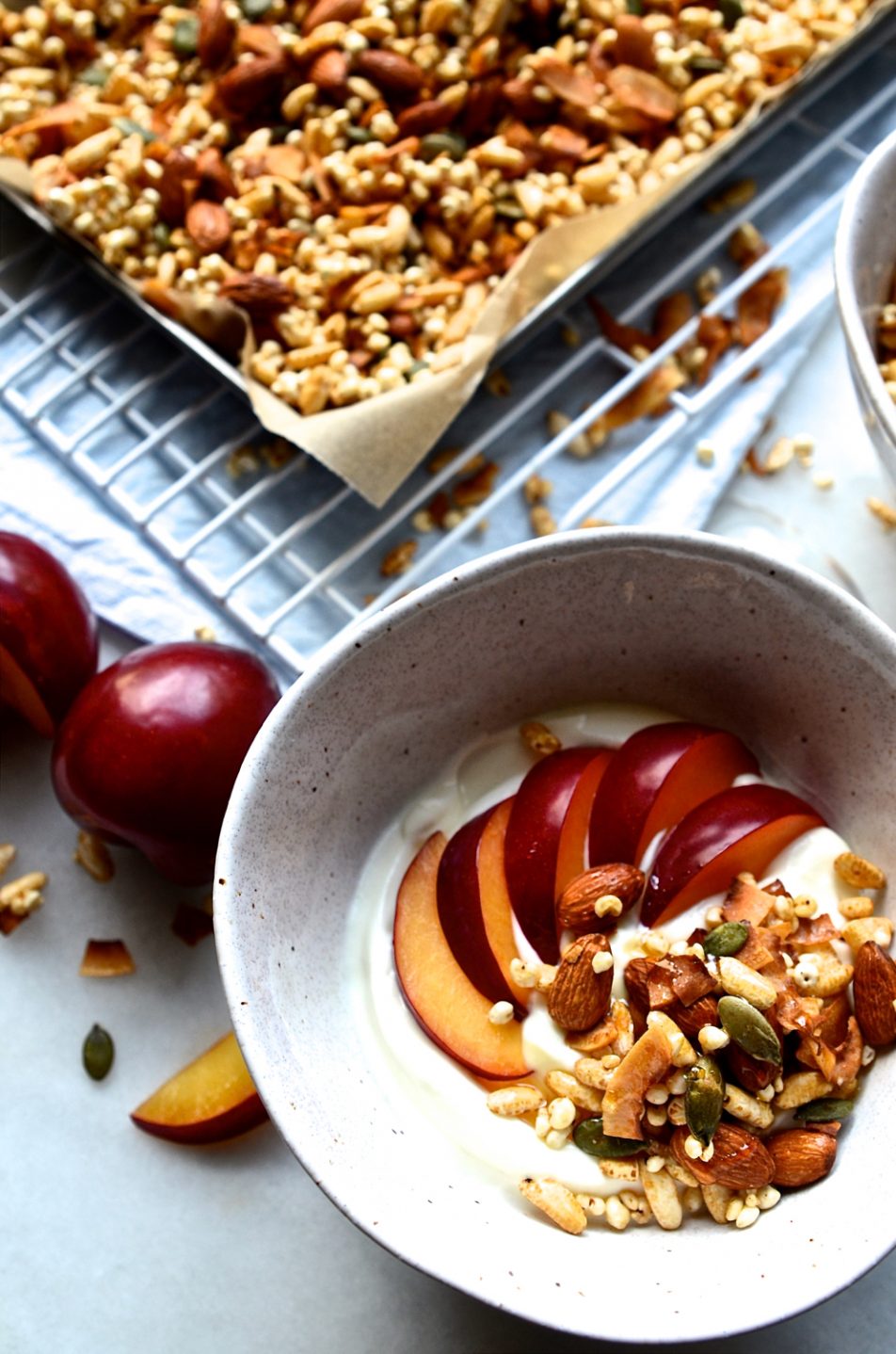 Glutenfree millet, Puffed Rice honey granola BIbbyskitchen recipes