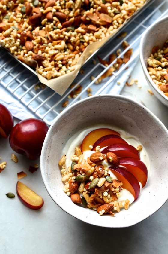 Glutenfree millet, Puffed Rice honey granola BIbbyskitchen recipes