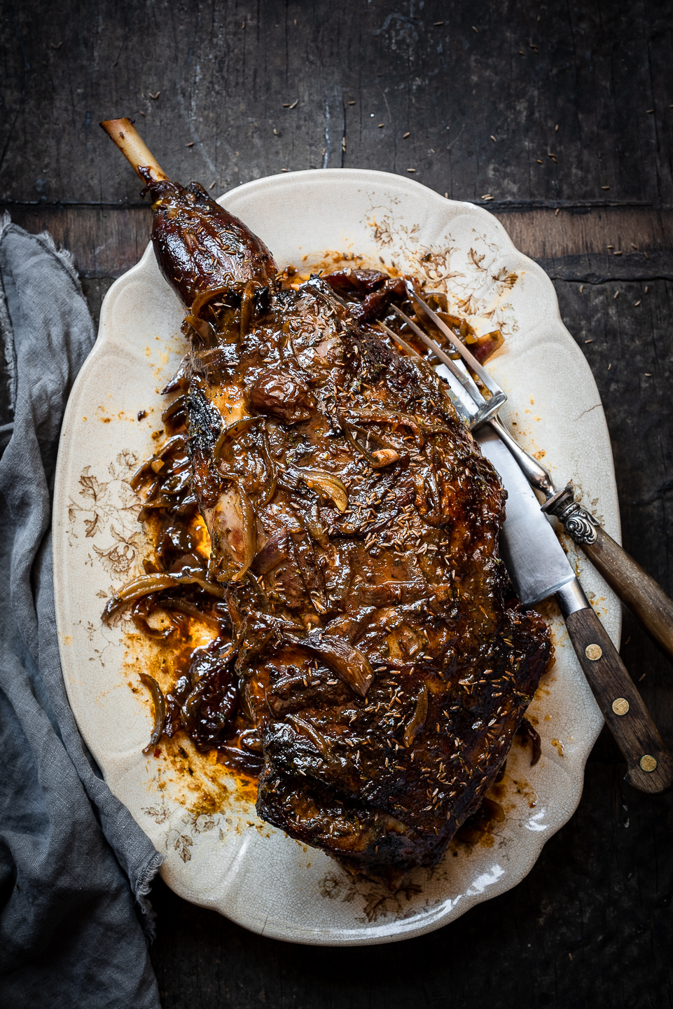 Roast lamb with saffron honey