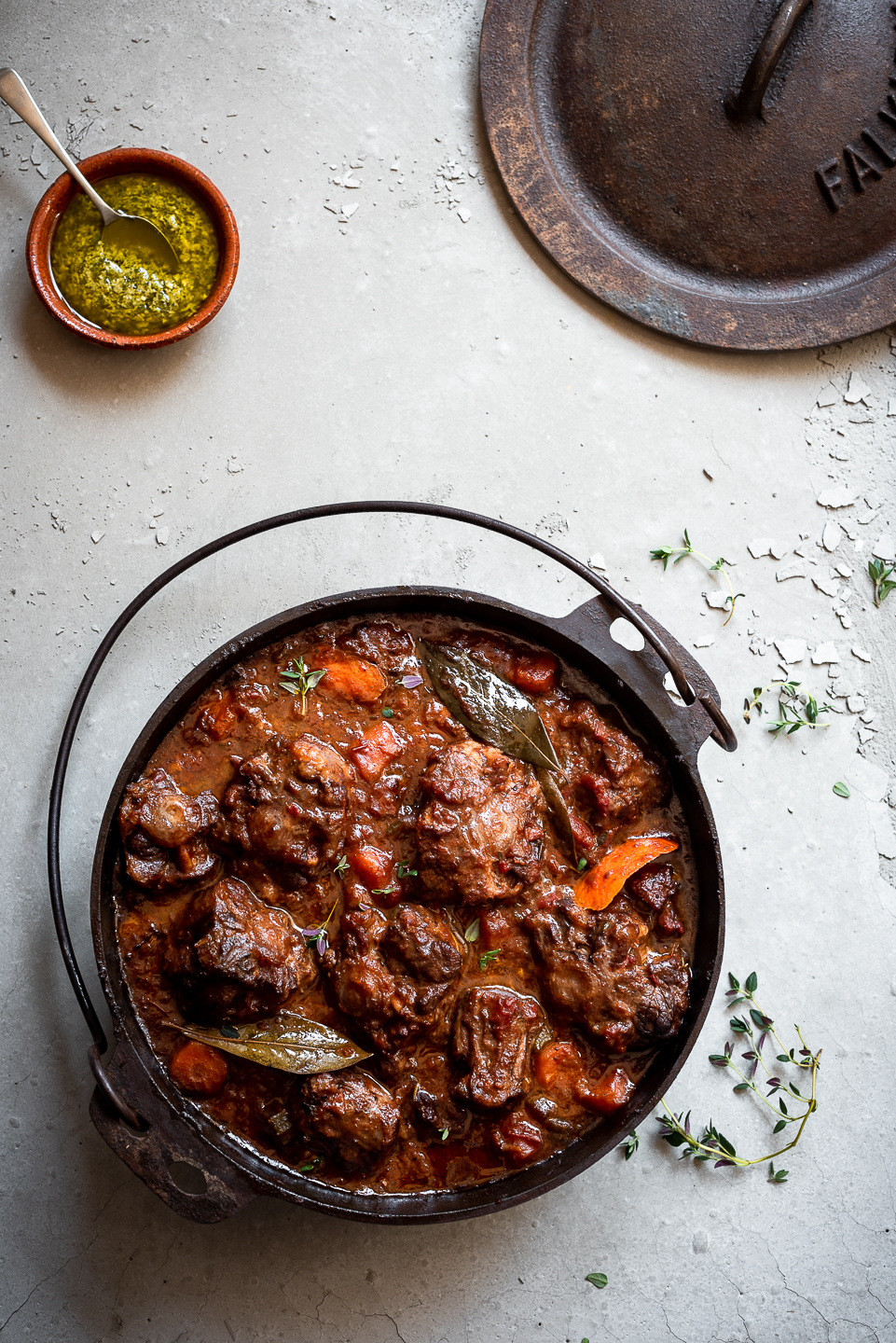 Slow braised red wine oxtail