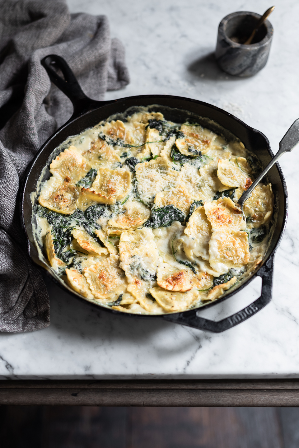 Spinach Ravioli and Gorgonzola Bake