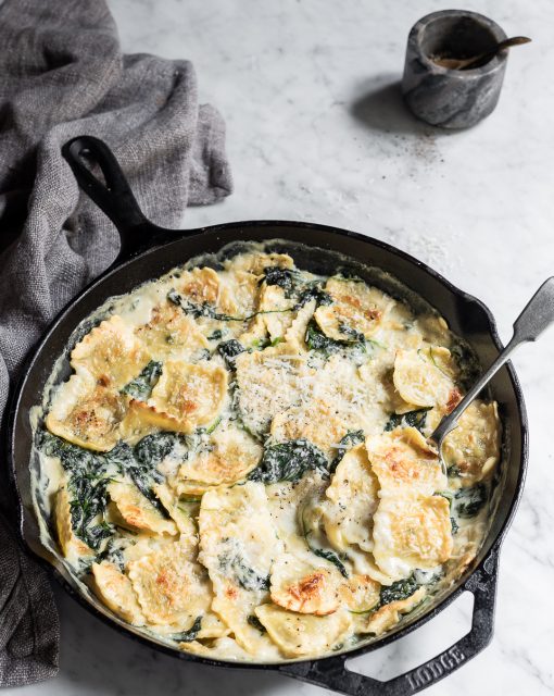 Spinach Ravioli and Gorgonzola Bake