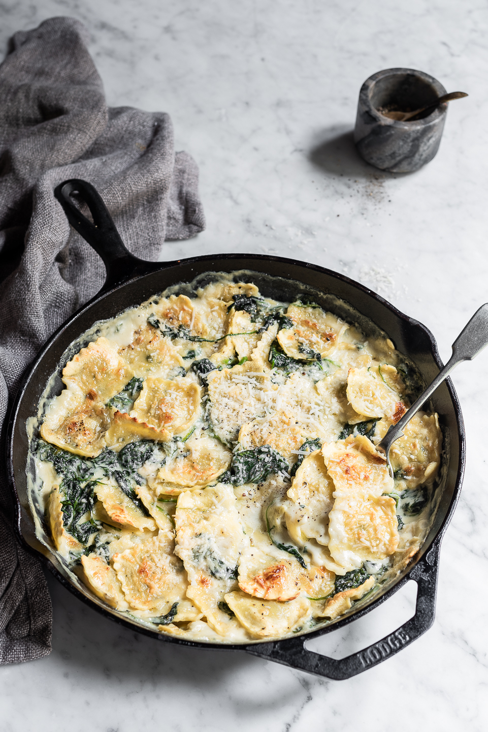 Spinach Ravioli and Gorgonzola Bake