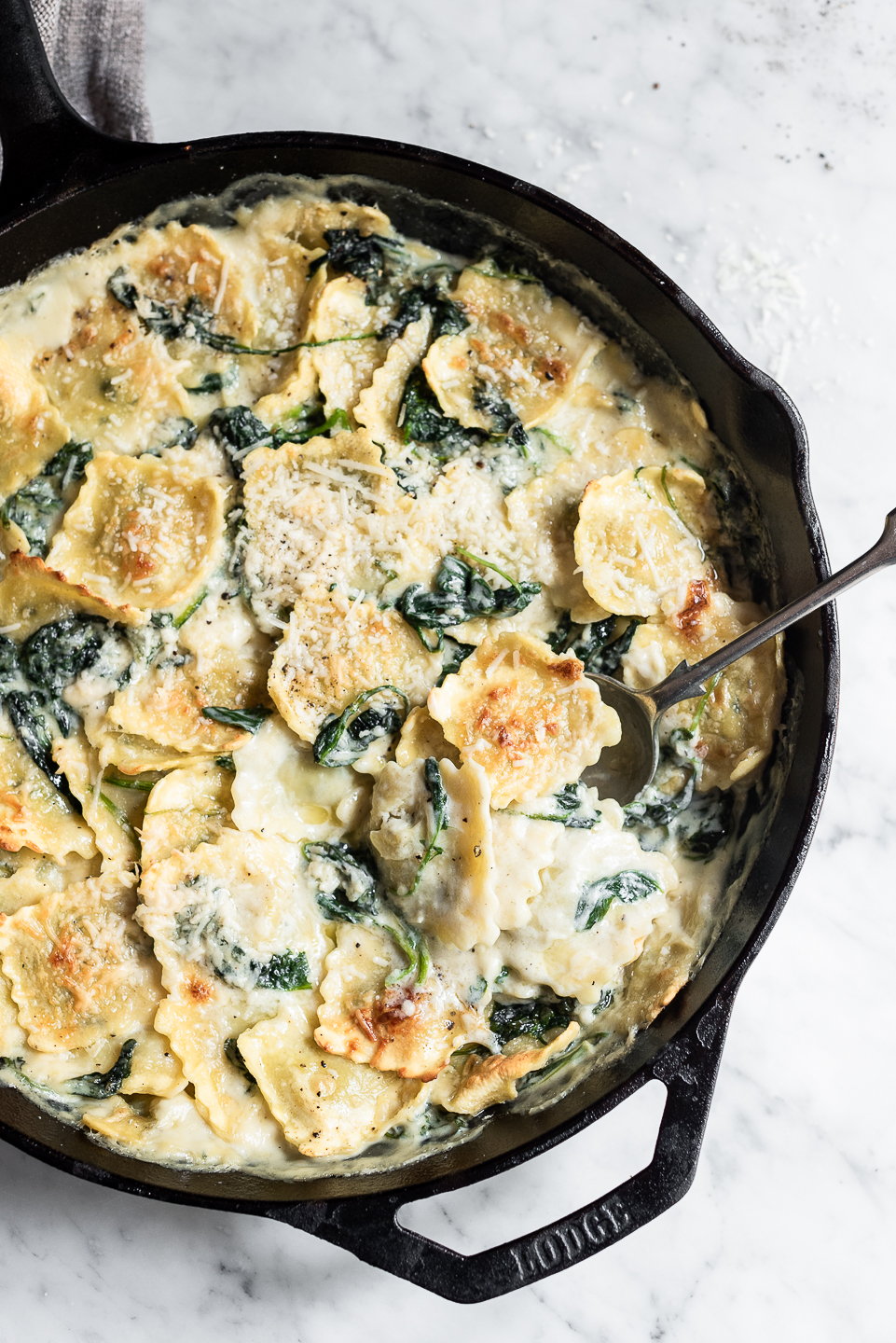 Spinach Ravioli and Gorgonzola Bake