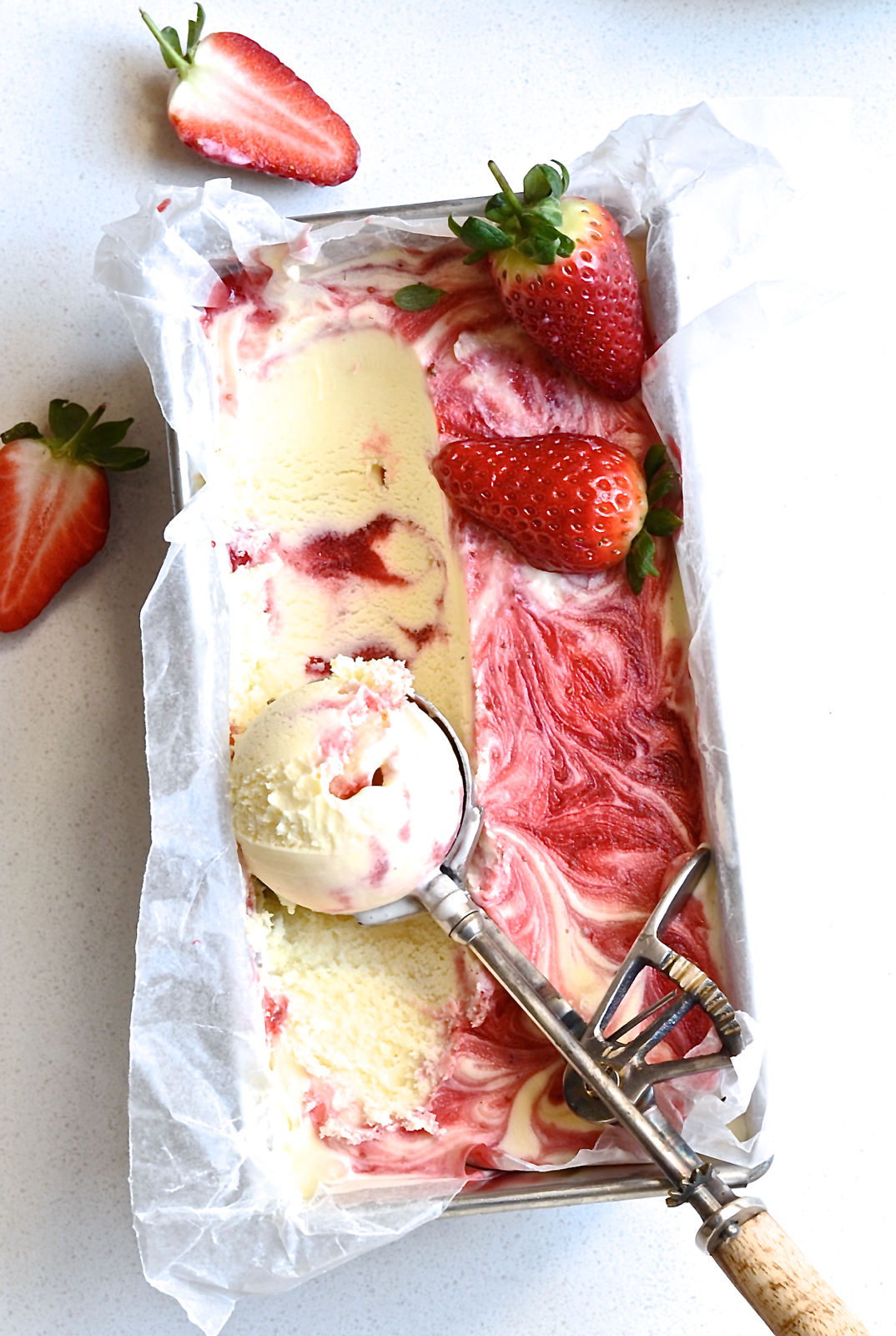 Strawberry and gin ice cream