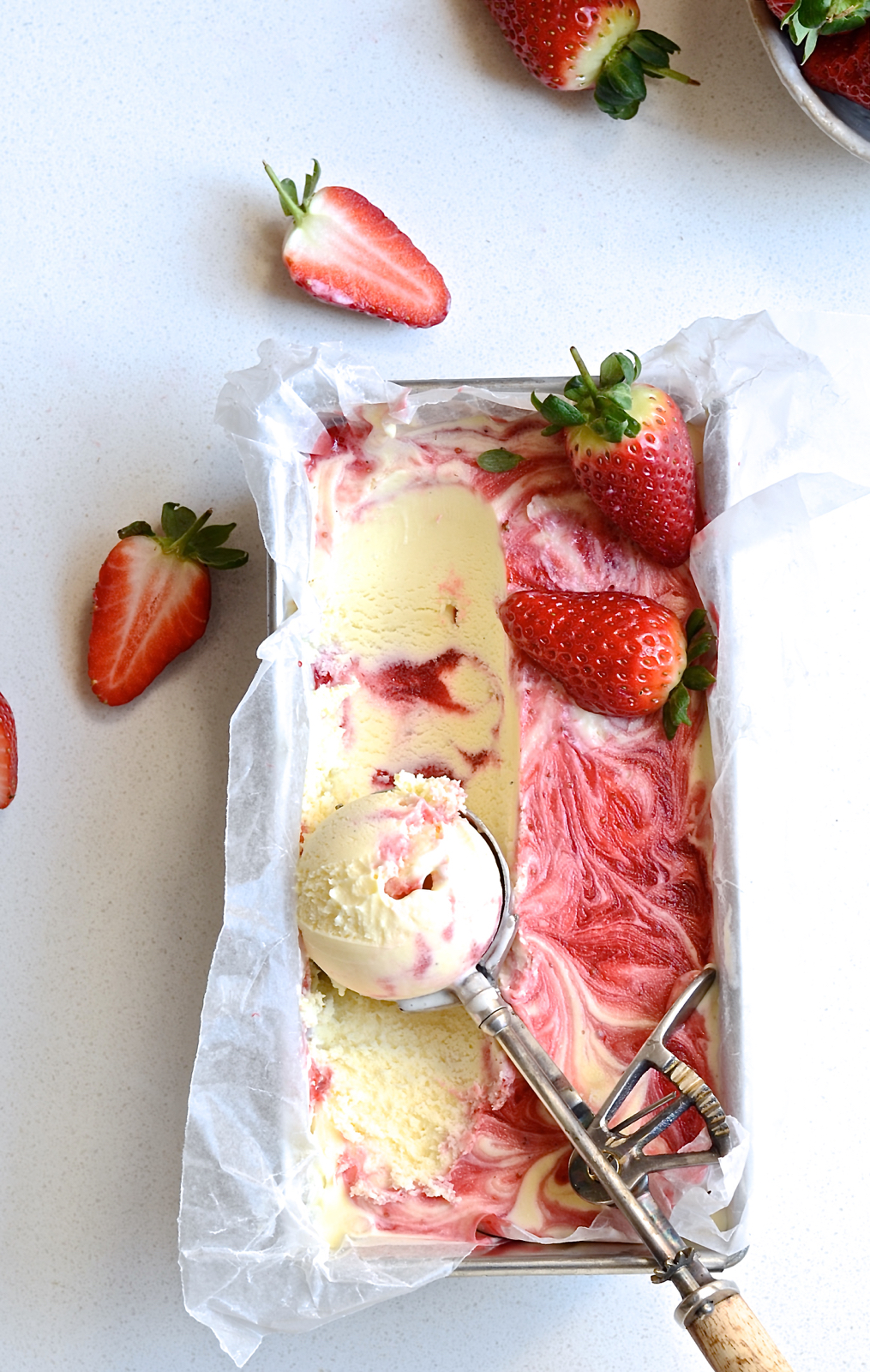 Strawberry and gin ice cream