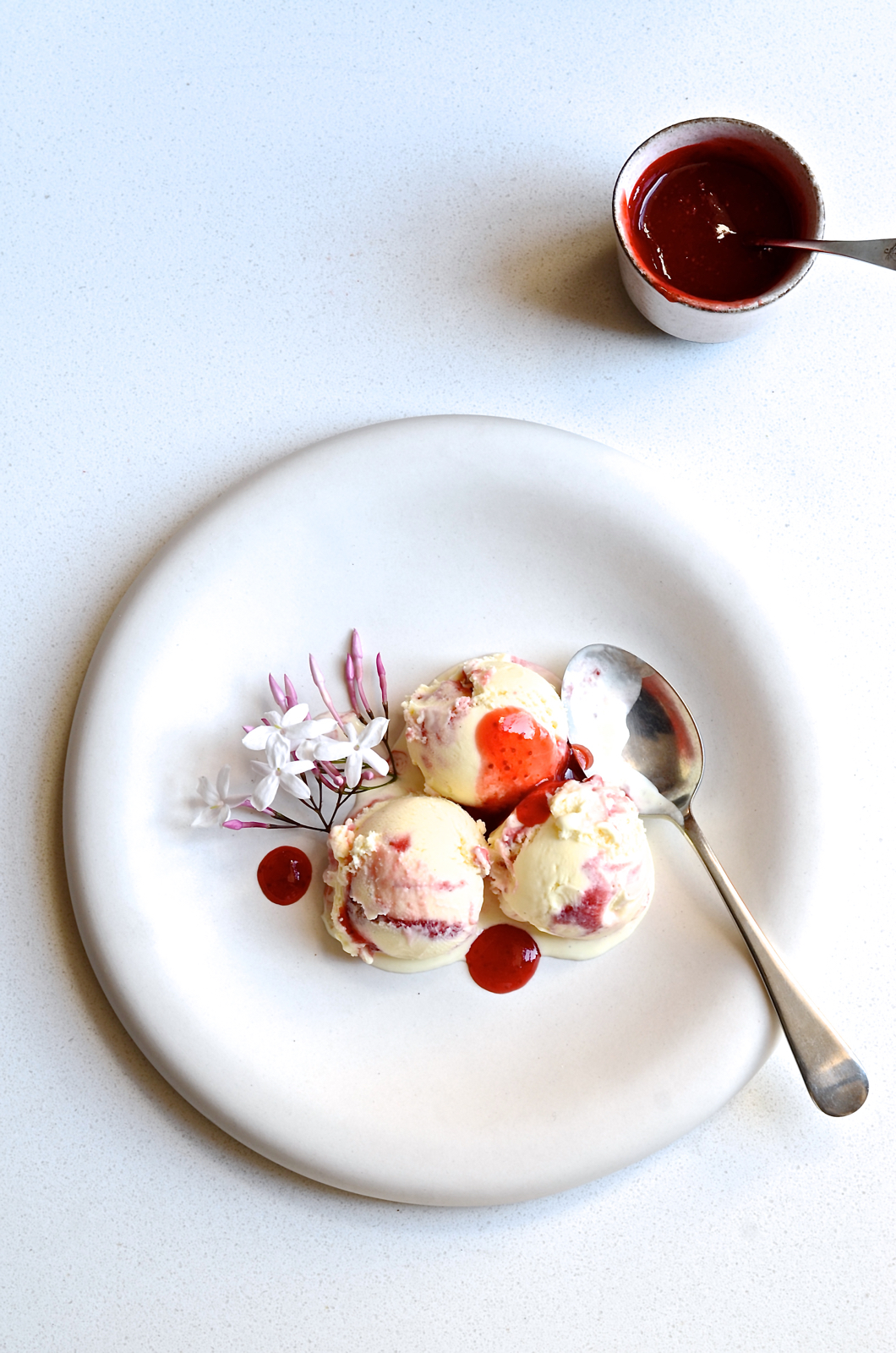 Strawberry and gin ice cream