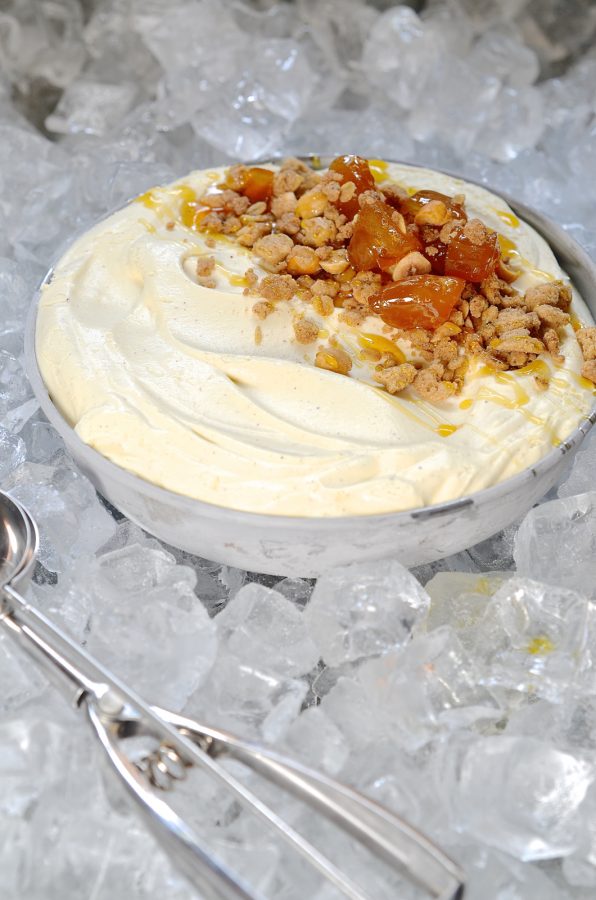 Milk tart ice cream with gingerbread crumble Bibbyskitchen recipes