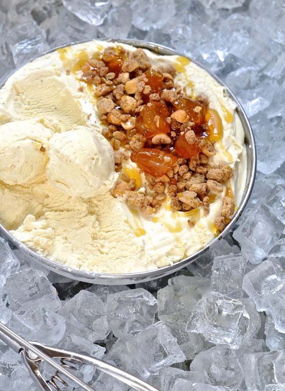 Milk tart ice cream with gingerbread crumble Bibbyskitchen recipes