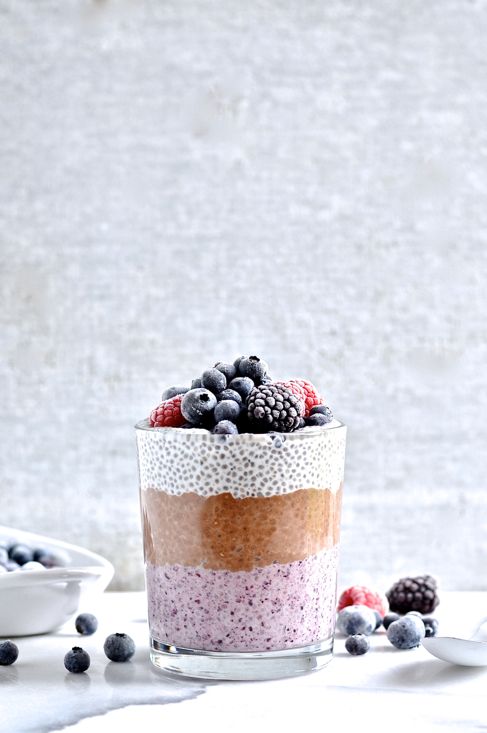 Neapolitan chia berry puddings