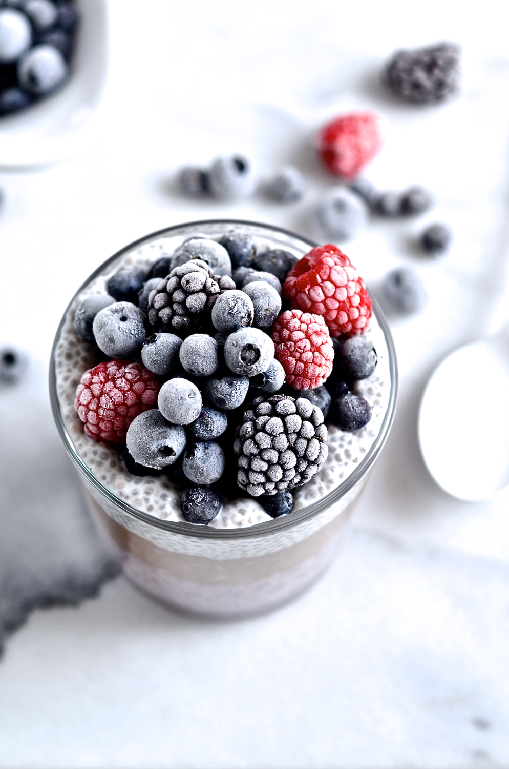 Neapolitan chia berry puddings