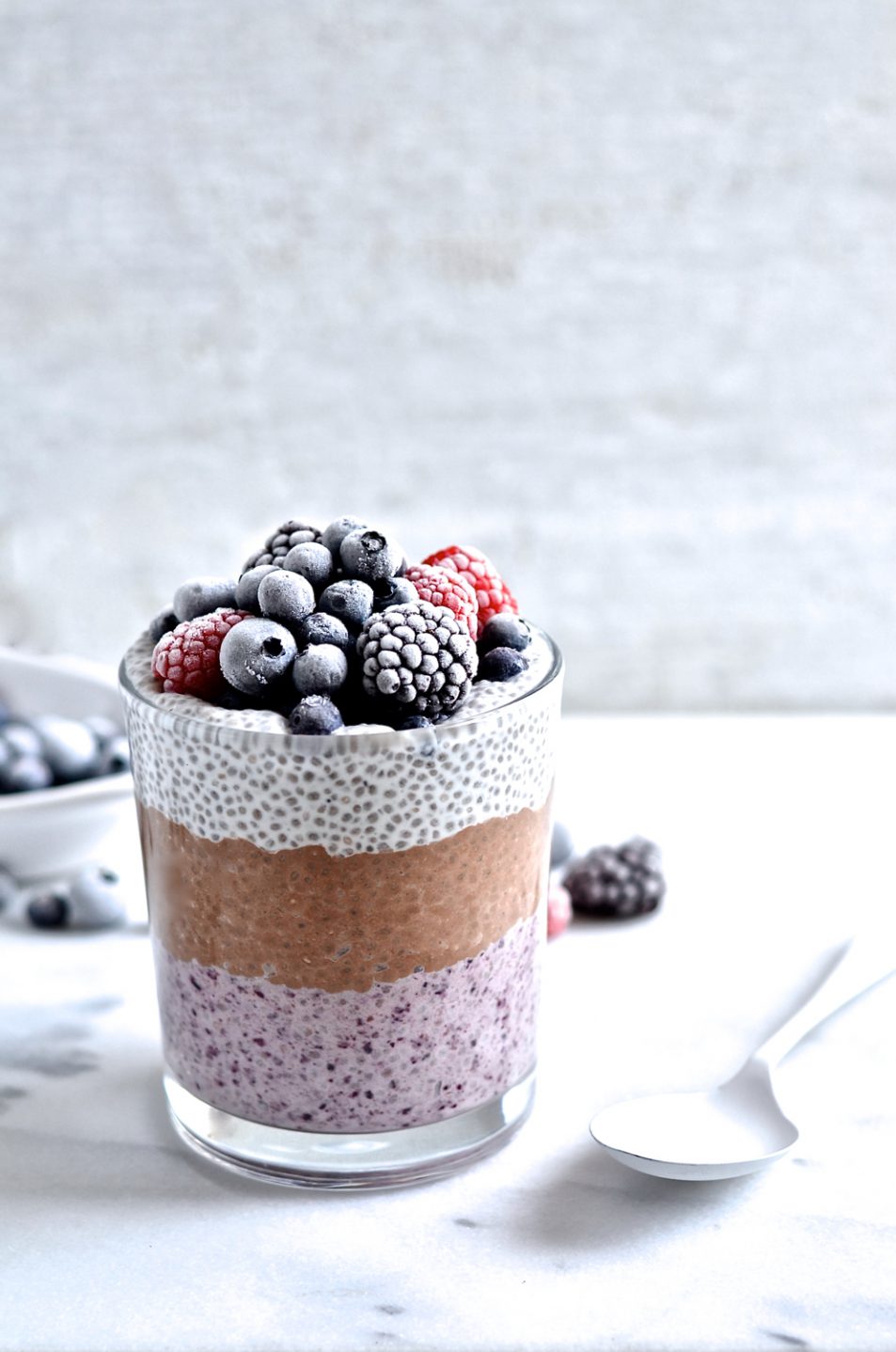 Neapolitan chia berry puddings