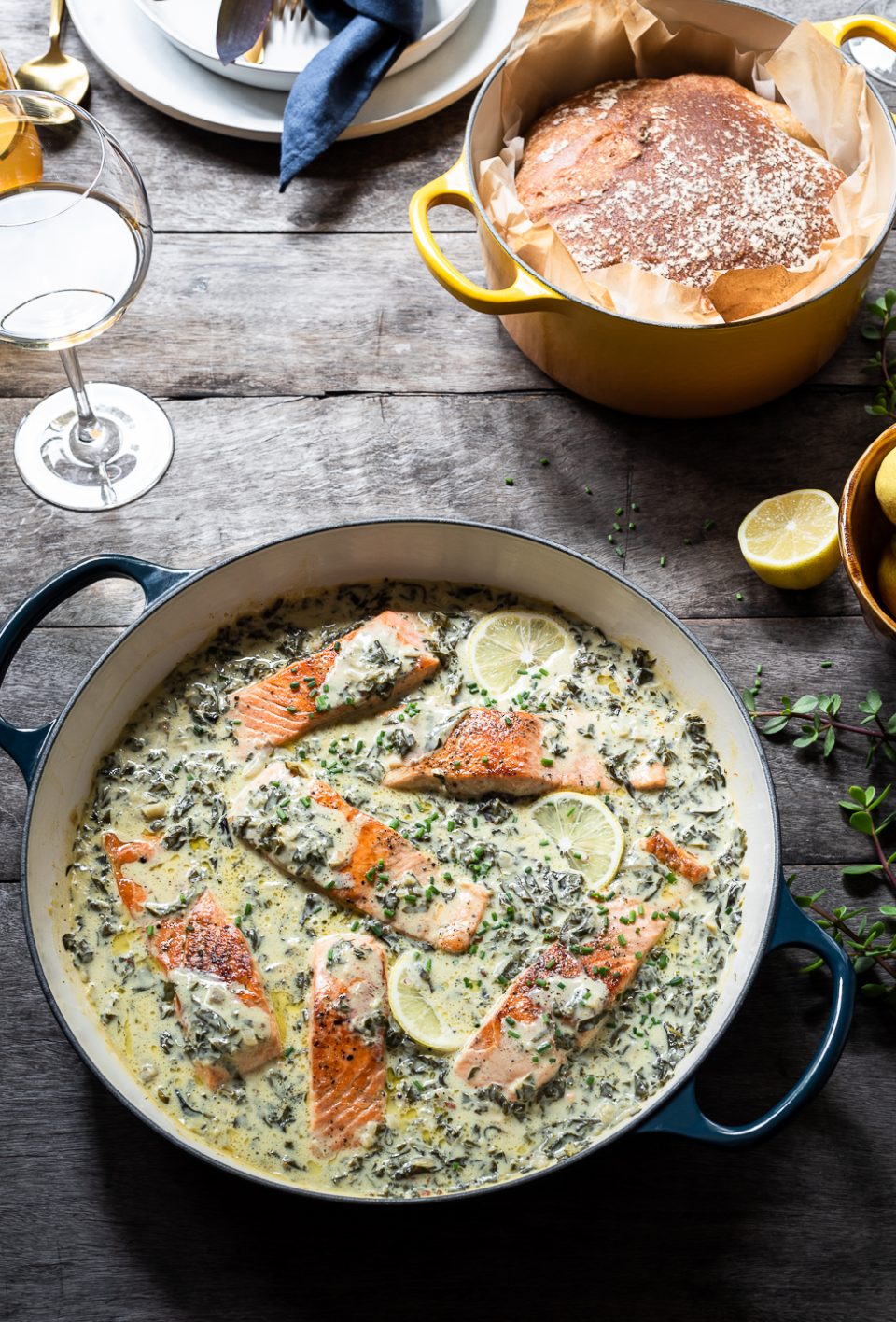 Salmon with Spinach and Artichoke Sauce