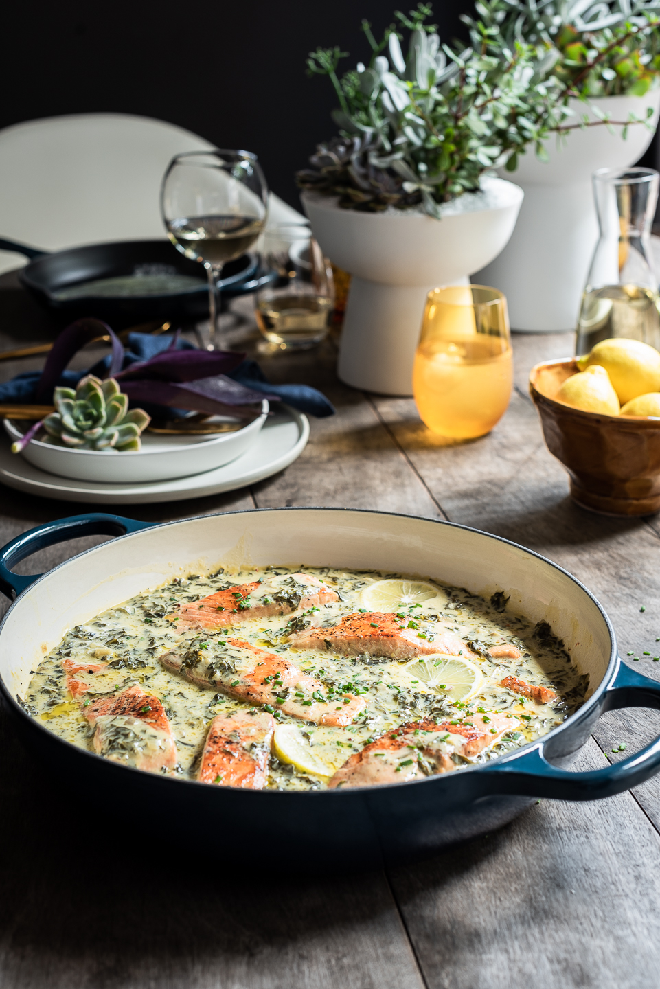 Salmon with Spinach and Artichoke Sauce